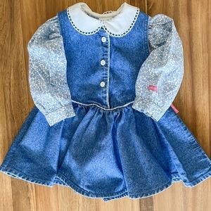 RARE VINTAGE 90s OshKosh 2pc. matching denim dress outfit - Made in USA